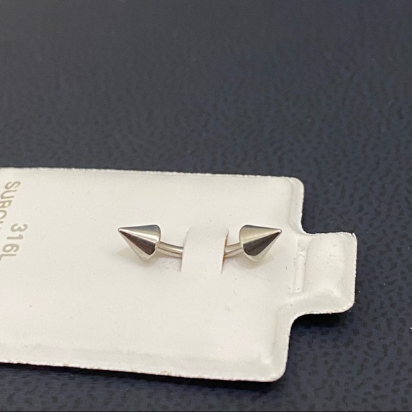 316L Stainless Steel Cone Bent Barbell Piercing - Picture 6 of 8